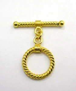 3 SET 18X30MM SOLID COPPER BALI TOGGLE CLASP 18K GOLD PLATED 568 ATL-104 - Picture 1 of 1