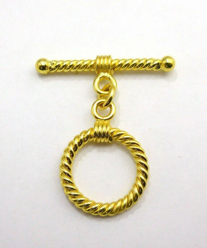 3 SET 18X30MM SOLID COPPER BALI TOGGLE CLASP 18K GOLD PLATED 568 ATL-104 - Image 1 of 1