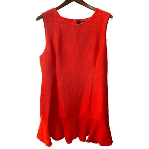 N Natori Jacquard Plisse Sleeveless Sheath Dress Size 16 NWT $169 Red Orange - Picture 1 of 9