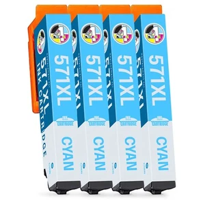 4 cartucce d'inchiostro ciano 571XL per Canon Pixma MG5750 MG5751 MG5752 MG5700 MG5753 - Foto 1 di 8