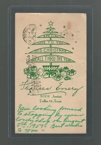 US Airmail Cover Dallas Texas to Ercalano Pompei Naples Italy 1959 PC Christmas - Picture 1 of 2