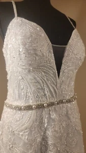 Galina Signature SWG941 Beaded Low Back Wedding Dress Size 12 - Picture 1 of 11