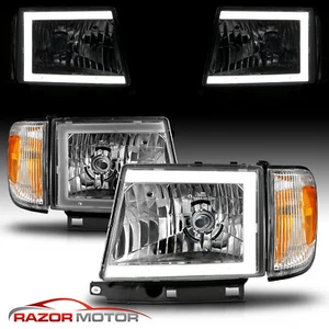 1997-2000 For Toyota Tacoma  2WD Chrome LED C Light Bar Headlights Set - Picture 1 of 9