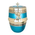 Well Lived® Aqua Blue Brass Adult Cremation Urn for human ashes