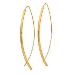 10k Yellow Gold 1.75mm Square Tube Wire Threader Fish ichthus Earrings 2.2" Long - Picture 1 of 6