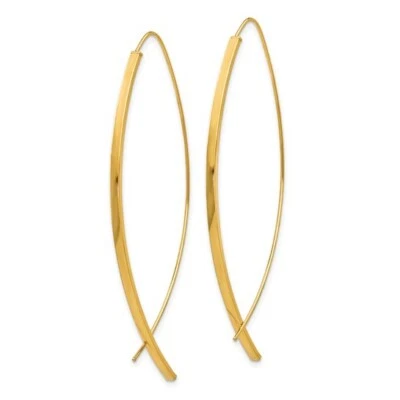 10k Yellow Gold 1.75mm Square Tube Wire Threader Fish ichthus Earrings 2.2" Long - Image 1 of 4