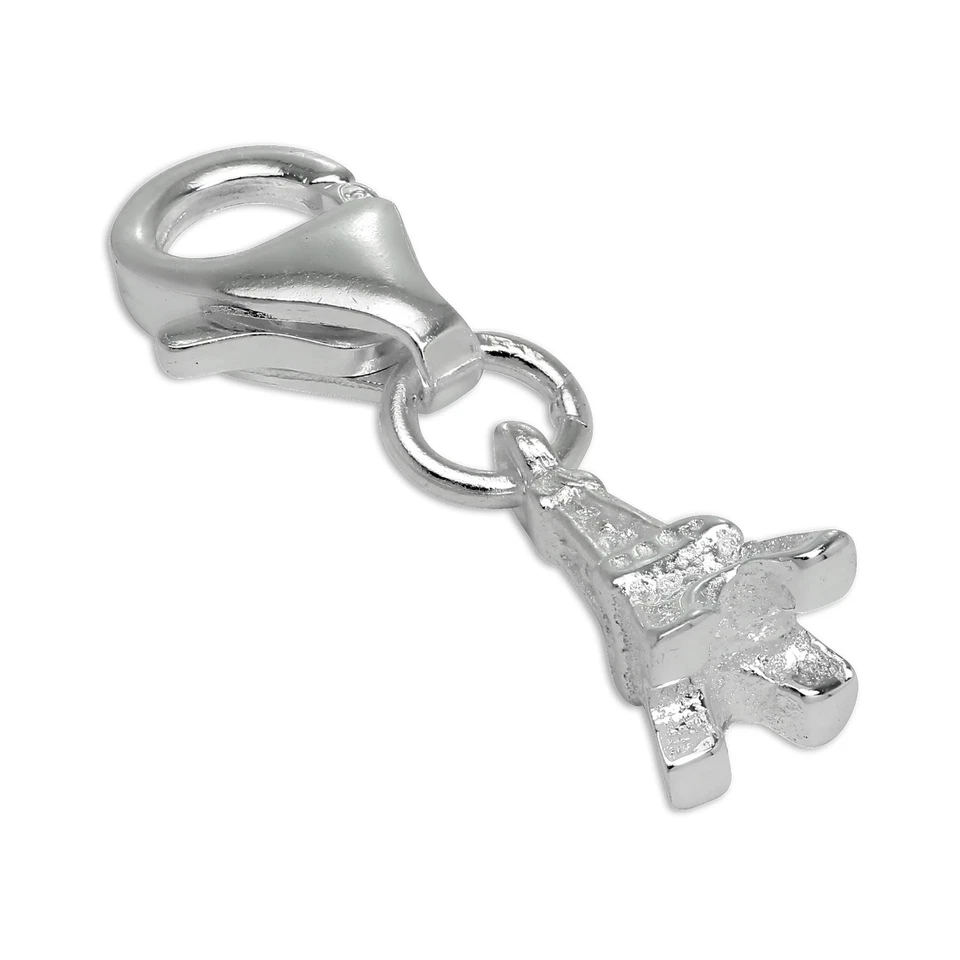 Tiny Sterling Silver Eiffel Tower Clip on Charm Paris Tour Small Charms - Image 1 of 4