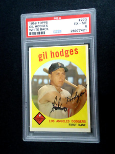 Gil Hodges 1959 TOPPS WHITE BACK CARD #270 - PSA 6