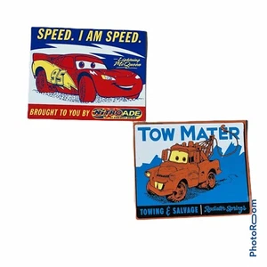 Disney-Pixar Cars Heavy Metal Sign Lighting McQueen Tow Mater Lot of 2 13.5"x11" - Picture 1 of 8