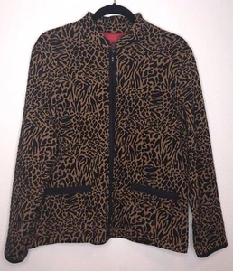 Blazer Cárdigan Blast Vintage Leopardo Cremallera Chaqueta Dos Bolsillos Mujer Pequeño - Imagen 1 de 5