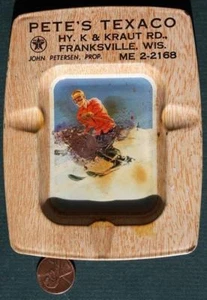 1940-50s Era Franksville Wisconsin Texaco Gas & Oil Service Station ashtray Ski- - Picture 1 of 1