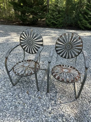 Troy Sunshade Deauville/Sunburst spring-steel arm chairs(Art Deco) - Image 1 of 2