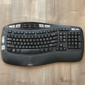 Logitech K350 Wireless WAVE Ergonomic Comfort Keyboard - No USB Dongle *Tested* - Picture 1 of 8