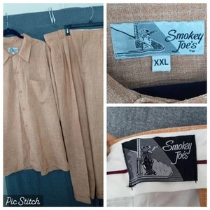 Vintage Smokey Joe's 2XL Herren Freizeitanzug Weste Flatfront Hose beige weites Bein - Bild 1 von 9