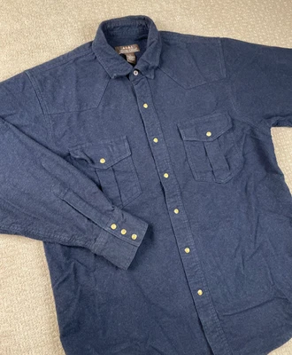 Vintage Moose Creek Shirt Mens Large Blue Pearl Snap Heavyweight Chamois Cowboy - Image 1 of 4