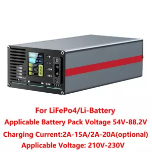 48V/60V/72V Li-ion LiFePo4 Charger 54V-88.2V 15A/20A Voltage Current Adjustable - Foto 1 di 20