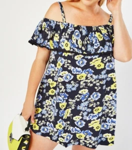 YOURS Women's Plus Size Frill Bardot Floral Tunic UK Size 16 to 36 Summer - Picture 1 of 45