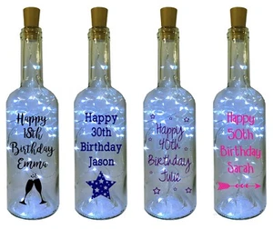 Personalised Birthday gift LED Light up Bottle 18th 21st 30th 40th 50th 60th Age - Picture 1 of 11