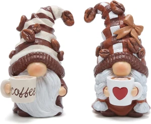 2PCS Coffee Gnomes Figurines - Swedish Tomte Elf Dwarf Decor for Bar, Home, Gift - Picture 1 of 12