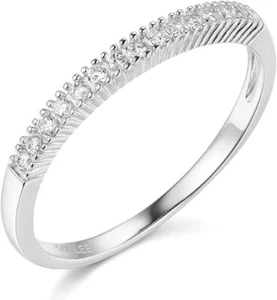 1/2 Ct High-Prong Solid 14k White Gold Engagement Wedding Anniversary Band Ring - Picture 1 of 3