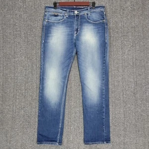 Vintage Levi Strauss Jeans Herren 34x30* blau gerades Bein Lederbesatz Levis - Bild 1 von 11