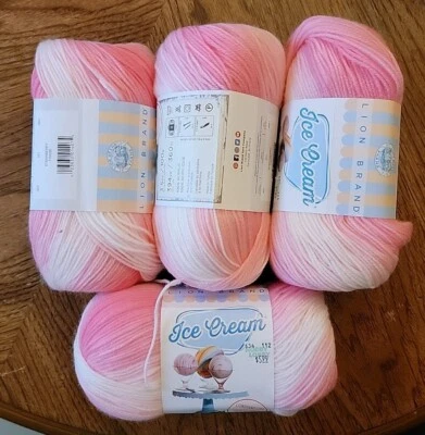 Lion Brand Ice Cream 923-207 Strawberry 3.5oz yarn (Total of 4 skeins) - Image 1 of 4
