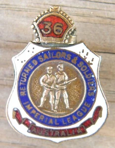 Returned Sailors and Soldiers  Imperial League of Australia  Badge.  c.1919-1940 - Picture 1 of 8