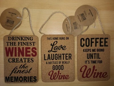  retro vintage style cork wine and coffee signs man cave homebar kitchen etc - Image 1 of 4