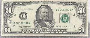 1969 New York B Note $50 Dollar Bill 50BL53 - Picture 1 of 2