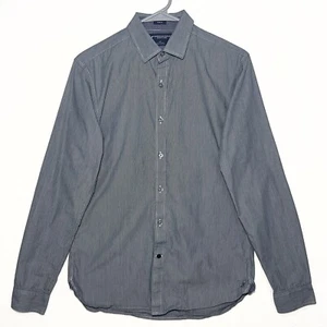 American Eagle Mens Slim Fit LS Button Down Gray Striped Dress Shirt Small EUC - Picture 1 of 9