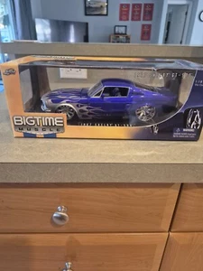 Mustang Shelby GT500KR 1967 azul con llamas plateadas 1/18 Jada Bigtime Muscle - Imagen 1 de 8