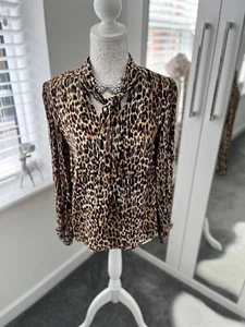 River Island Leopard Print Top Blouse Size 8 - Picture 1 of 8