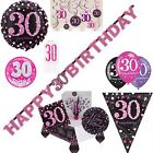 Black & Pink 30th Birthday Party Decorations Buntings Banners Balloons Age 30