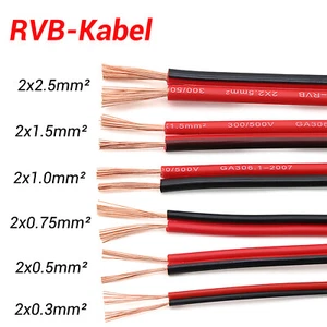 Kabel Draht 0,3 Bis 2,5mm² 2 Adrig Flachband PVC Elektrokabel Drähte Kupferdraht - Picture 1 of 9