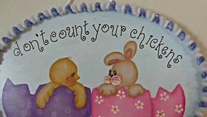 easter decor, easter bunny,easter chick,easter eggs,wall plaque, - Picture 1 of 3