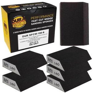 180 Grit Hand Sanding Block Sponges Angled Edge, Box of 6 - 3.9" x 2.75" Wet/Dry - Picture 1 of 5