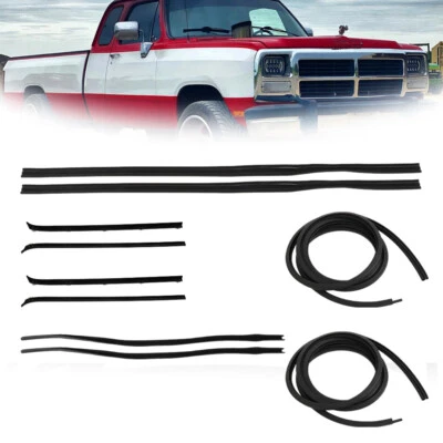 Door Window Weatherstrip Seal Kit 10pcs Rubber For 1980-93 Dodge Truck D/W 150 - Image 1 of 4