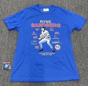 Ryne Sandberg Shirt & Pin RYNO Chicago Cubs #23 Statue Dedication 6/23/24 RARE L - Picture 1 of 3