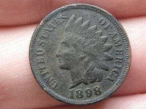1898 Indian Head Cent Penny- Fine/VF Details, Metal Detector Find? - Picture 1 of 6