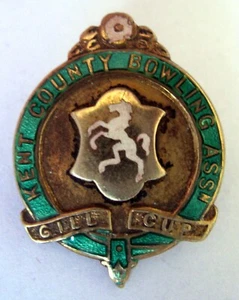 UNITED KINGDOM - KENT COUNTY BOWLING ASSOCIATION, GILL CUP GILDED SILVER BADGE - Picture 1 of 3