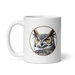 Great Horned Owl Coffee Mug 11oz Ceramic Retro Bird Design NEW by Bird.fan - Picture 1 of 9
