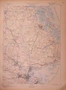 1890 Topographical Map, SALEM SHEET, MA - ROWLEY, IPSWICH, WENHAM (15x20)-#37 - Picture 1 of 2