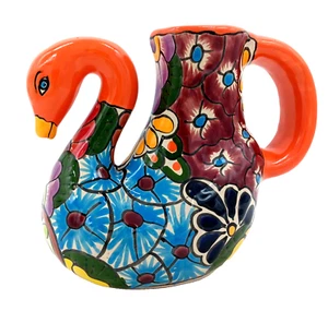 Talavera Pottery Swan Duck Water Pitcher Mexican Ceramic Bird Animal 11in - Picture 1 of 8
