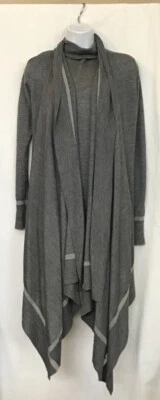 Conjunto Suéter Donna Karan Gris Sin Mangas Cuello Alto Tejido Drapeado Cárdigan Talla S Foto 1 de 4