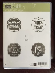 Stampin'UP "TAGS 4 YOU"! NUEVO~MONTAJE CAUCHO/MADERA ~ Set/5 Navidad, Halloween,  - Imagen 1 de 2
