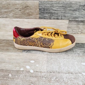 Onitsuka Tiger Lawnship Mens Shoes Sz 8 Yellow Brown Leather Suede Skate Sneaker - Picture 1 of 10