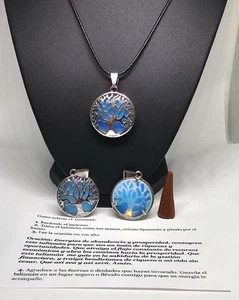 COLLAR LUNA MAS ÁRBOL DE LA VIDA PARA PROTECCION DINERO BUENA SUERTE EXITO 1 PIEZA - Imagen 1 de 4