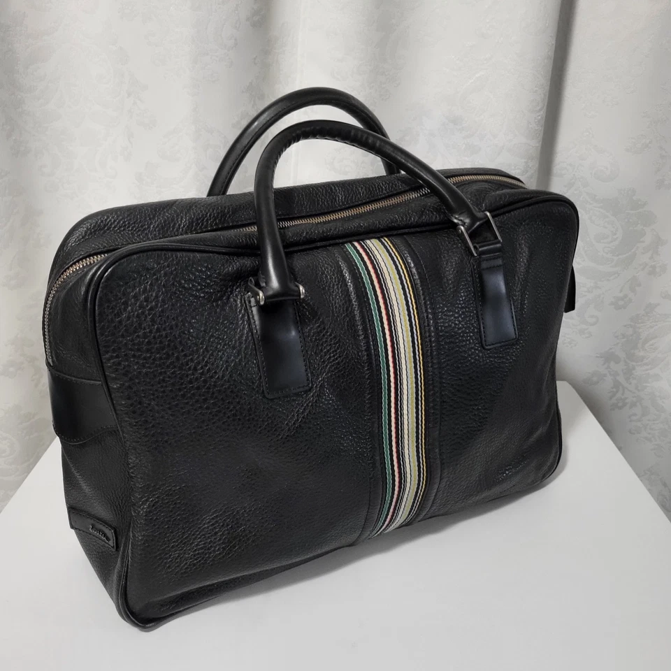 Paul Smith Mens Signature Stripe Bag Business Leather Briefcase Black  - Image 1 of 4