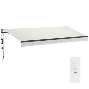 Outsunny 15' x 10' Electric Retractable Awning, All Aluminum Frame, White - Picture 1 of 11