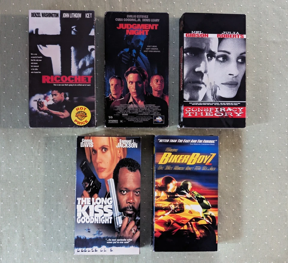 Ricochet Judgement Night Conspiracy Theory Long Kiss Goodnight Biker Boyz VHS Foto 1 de 4